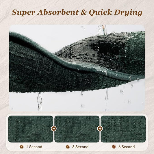 AMOAMI Bath Mat Non Slip Super Absorbent Quick Dry Bath Mats for Bathroom Floor Rubber Backing Washable Bathroom Rugs Modern Woven Jacquard Mat, Beside Tub Bath Rugs, 17" x 24", Green
