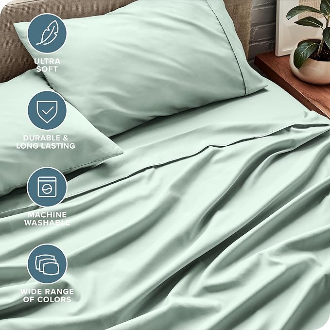 Bare Home King Sheet Set - Luxury 1800 Ultra-Soft Microfiber King Bed Sheets - Double Brushed - Deep Pockets - Easy Fit - 4 Piece Set - Bedding Sheets & Pillowcases (King, Spring Mint) BareHome
