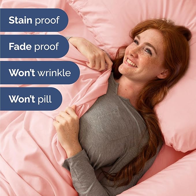 Twin 4 Piece Sheet Set - Cooling and Breathable Bed Sheets - Hotel Luxury Bed Sheets for Women, Men, Kids & Teens - Bedding with Deep Pockets & Easy Fit - Soft and Wrinkle Free - Twin Baby Pink Sheets