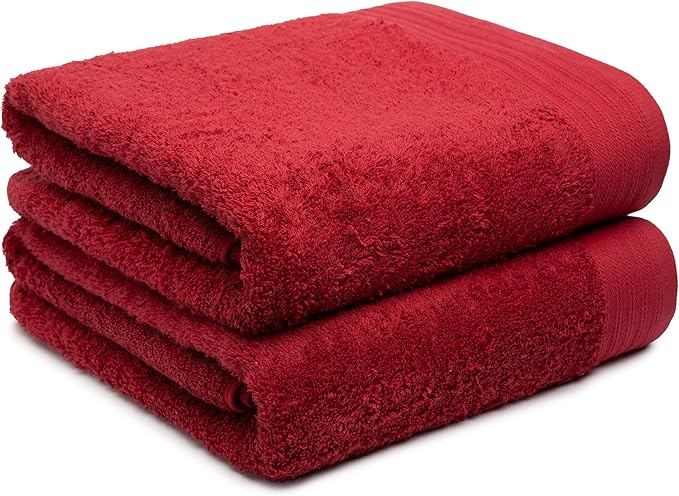 100% Cotton Towels 35" X 70" | Burgundy Towels Set of 2 Ultra Soft and Highly Absorbent Bath Towel Set Cotton, Gym, Hotel, Spa, Machine Washable