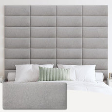 IFNOW Upholstered Wall Mounted Headboard, 3D Soundproof Wall Panels Peel and Stick for Queen Size, Reusable and Removable Tufted Bed Headboard in Medium Grey (9 Panels, 10