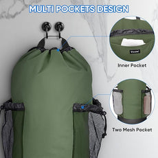 BALEINE 120L Laundry Bag Backpack, 900D Oxford Fabric Large Travel Laundry Bags with Shoulder Straps and 2 Mesh Pockets for College Dorm, Apartment, Laundromat (Green, 120L)
