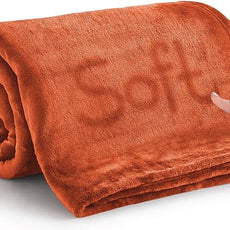 IR Imperial Rooms Fleece Blankets Queen Size 90 x 90 Inches - Super Soft Fluffy Throw Blanket for Sofa and Bed - Warm and Cozy Lightweight 400 GSM Microfiber Bed Throws Blankets (Queen, Rust)