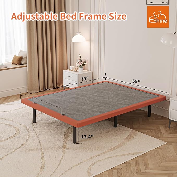 ESHINE Adjustable Bed Frame with Mattress - 8 Inch Gel Memory Foam Mattress(Medium-Firm), Bluetooth APP Control, Wireless Remote, Zero Gravity, Anti Snore, Head and Foot Incline, Queen, 2000 Series