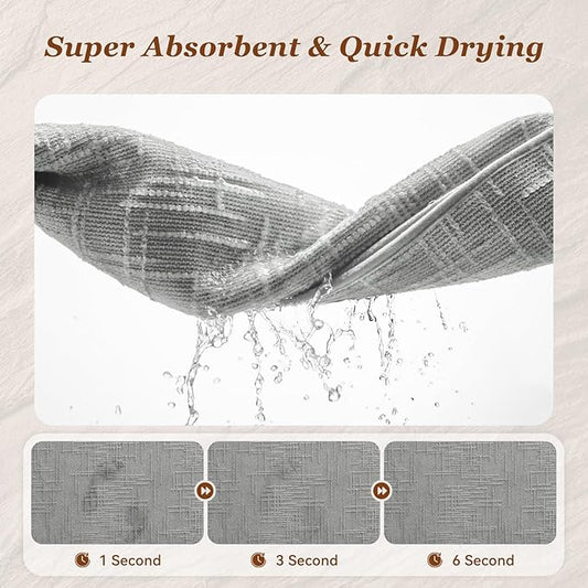 AMOAMI Bath Mat Non Slip Super Absorbent Quick Dry Bath Mats for Bathroom Floor Rubber Backing Washable Bathroom Rugs Modern Woven Jacquard Mat, Beside Tub Bath Rugs, 2'x4', LightGrey