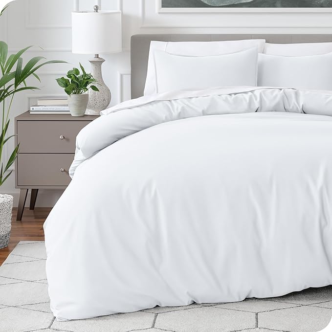 Bare Home Bedding Duvet Cover Oversized King Size - Premium 1800 Super Soft Collection - Lightweight, Cooling Duvet Cover - Soft Breathable Bedding (Oversized King, White)