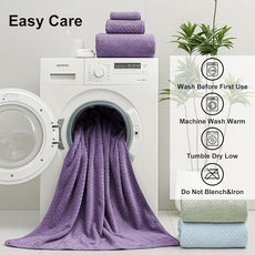 Ferdilan 8 Pack Bath Towel Set, 2 Extra Large Bath Towel Sheets, 2 Hand Towels and 4 Washcloths Ultra Soft and Absorbent Chair Towels for Bathroom, Quick Dry Towel for Home Hotel,Purple