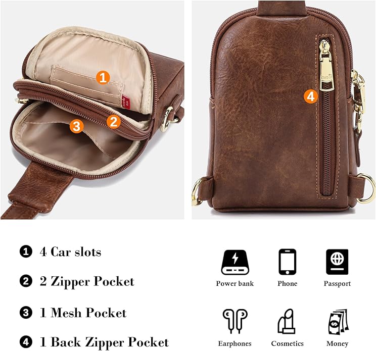 INICAT Travel Small Crossbody Sling Bags Women Cross Body Purses Passport Holder Vegan Leather Fanny Packs Birthday Gifts