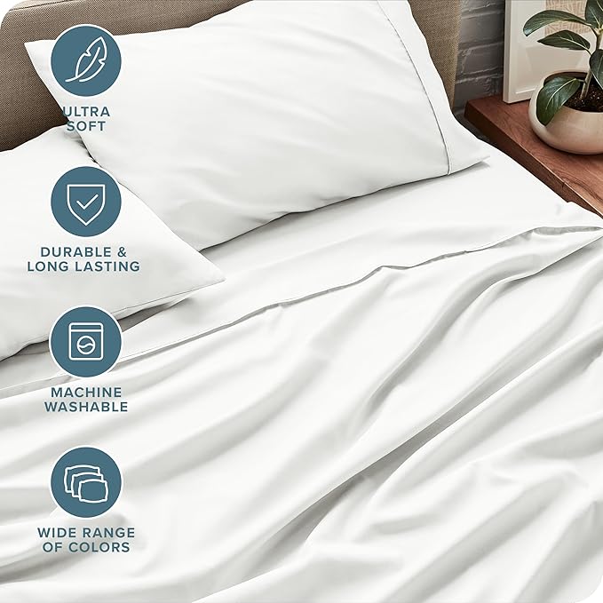 Bare Home Twin Sheet Set - 1800 Ultra-Soft Microfiber Twin Bed Sheets - Double Brushed - Deep Pockets - Easy Fit - Extra Soft - 3 Piece Set - Bedding Sheets & Pillowcases (Twin, Cream)
