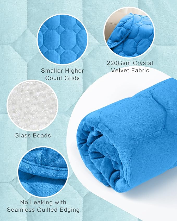 Cottonblue Weighted Lap Blanket 7lbs, Cozy Luxury Crystal Velvet Weighted Blanket for Adults, Small Weighted Blanket for Relaxation, Sleeping, Travel, Dark Blue, 29" x 24"