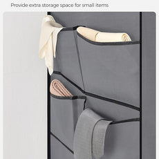 SONGMICS Portable Closet, Wardrobe Closet Organizer with Cover, 4 Hanging Rods and Shelves, 4 Side Pockets, 66.9 x 17.7 x 65.7 Inches, Large Capacity for Bedroom, Living Room, Gray URYG094G02