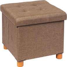 B FSOBEIIALEO Storage Ottoman with Tray, Foot Stools and Ottomans with Legs, Storage Cube Seat Linen Brown 15