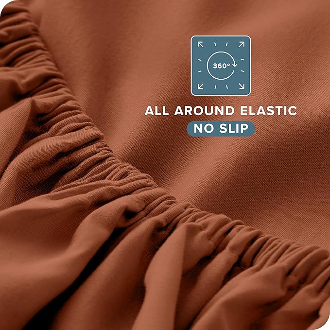 Bare Home California King Sheet Set - 1800 Ultra-Soft Microfiber Cal King Bed Sheets - Double Brushed - Deep Pockets - Easy Fit - 4 Piece Set - Bed Sheets (California King, Terracotta) BareHome