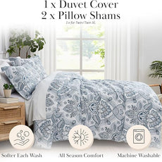 Southshore Fine Living, Inc. Boho Paisley Duvet Cover Twin/Twin XL Set - Premium Quality Microfiber Twin Boho Bedding Sets, Easy Care - 1 Twin Duvet Cover, 1 Sham - Enchantment Coral