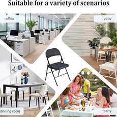 10 Pack Black Folding Chairs with Padded Cushion and Back, Foldable Outdoor Chairs with 330-LBS Capacity, Portable Heavy Duty Metal Frame Commercial Seat for Party Kitchen Dinning Events Wedding