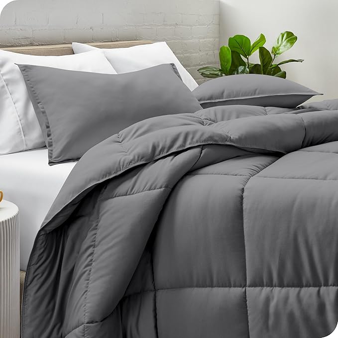 Bare Home Comforter Set - Oversized Queen Size - Ultra-Soft - Goose Down Alternative - Premium 1800 Series - All Season Warmth (Oversized Queen, Forged Iron Grey)