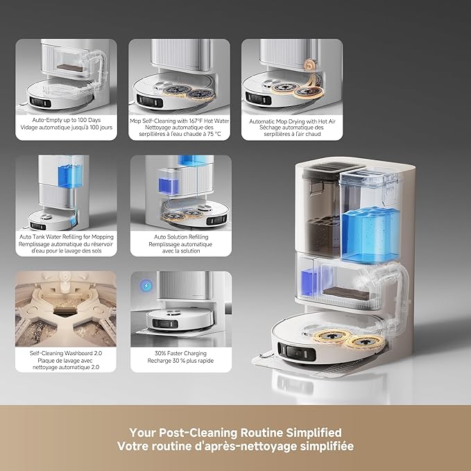 DREAME L40s Ultra AE Robot Vacuum and Mop Combo, 19,000Pa Suction, Self Emptying Dust Box, Flexible Mop & 167℉ Self Cleaning Washboard, Diverse Brush Selection, All-in-One Station, Auto Refill