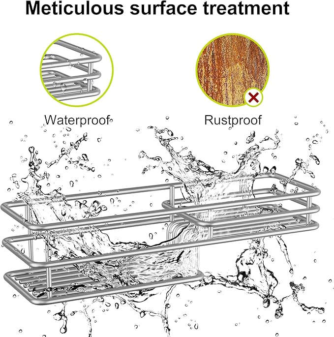 Orimade Over the Door Shower Caddy Adjustable 5 Tier Silver Grey,Bathroom Hanging Organizer Shelf Rustproof with 4 Hooks,Shower Basket with Soap Holder and Suction Cup