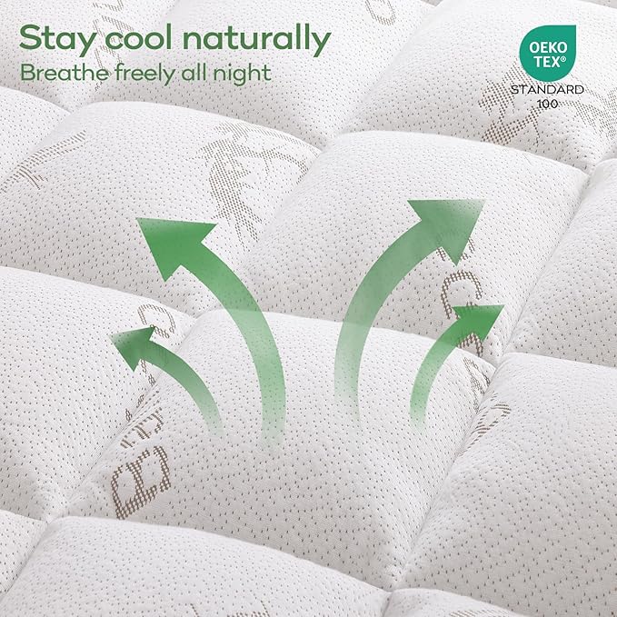 OLANLY California King Mattress Topper – Viscose Made from Bamboo, Cooling Soft Pillow Top Mattress Pad for Back Pain Relief, Plush Down Alternative Fill Bed Topper with Elastic Deep Pocket, White