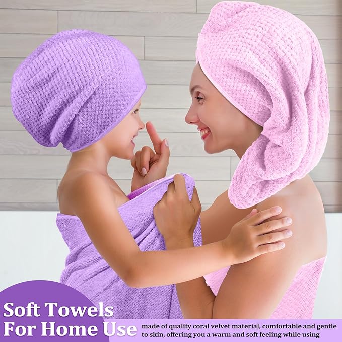 Preboun 12 Pcs Bath Towels and Washcloths 4 Sets Microfiber Bathroom Beach Pool Towel Set Quick Dry Coral Velvet Highly Absorbent for Fitness Sports Shower Travel Spa Hotel(Pastel Colors)