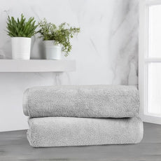 Amazon basics 2 piece Lightweight quick-dry bath towel, 100% cotton, Platinum, 54