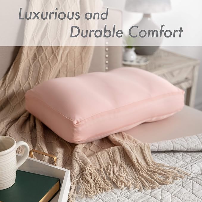 PILLOWY Cover Only for Premium Microbead Bed Pillow, Large Extra Smooth - Ultra Comfortable Sleep with Silk Like Anti Aging Cover 85% Spandex/ 15% Nylon Breathable, Cooling Cream Peach