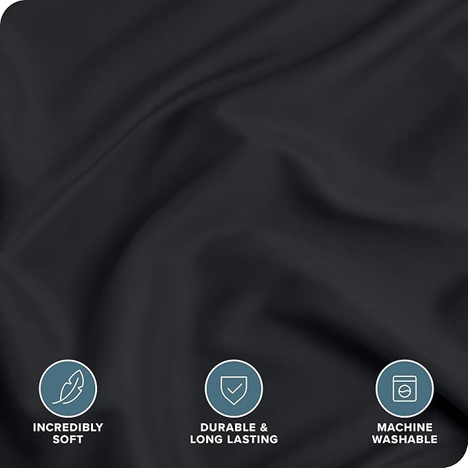 Bare Home Bedding Duvet Cover Queen Size - Premium 1800 Super Soft Collection - Lightweight, Cooling Duvet Cover - Soft Breathable Bedding (Queen, Black)