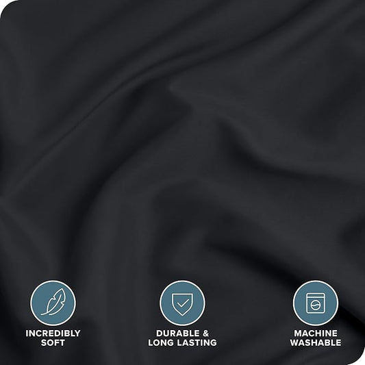 Bare Home Bedding Duvet Cover Queen Size - Premium 1800 Super Soft Collection - Lightweight, Cooling Duvet Cover - Soft Breathable Bedding (Queen, Black)