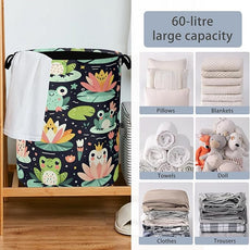 Funny Frog Laundry Basket,Foldable Oxford Cloth Tote Bag Laundry Hamper Clothes Storage Bucket Organizer for Bedroom Laundry Storage Dormitories 16