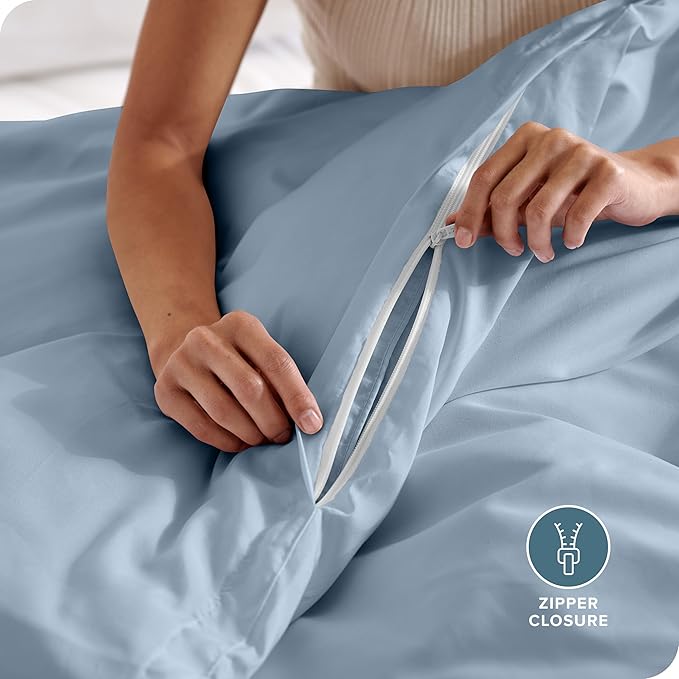 Bare Home Bedding Duvet Cover King Size - Premium 1800 Super Soft Collection - Lightweight, Cooling - Soft Breathable Bedding Duvet Cover (King, Dusty Blue)