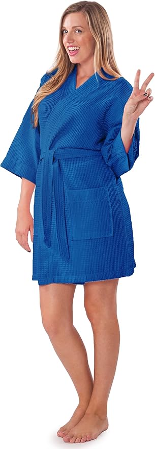 Turquaz Lightweight Short Robes For Women Waffle Kimono Bathrobe - Soft, Fast-Drying, Long-Lasting Cotton Blend