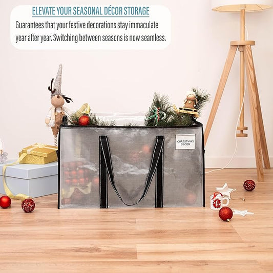 VENO 10 Pack Clear Moving Bags Christmas Storage Bags, Large Storage Bins with Lids, Heavy Duty Holiday Decor Organizers Moving Boxes Tote Packing Garland Ornament Supplies for College Dorm Clothes