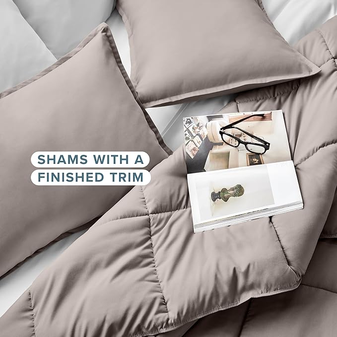 Bare Home Comforter Set - Twin/Twin Extra Long Size - Ultra-Soft - Goose Down Alternative - Premium 1800 Series - All Season Warmth (Twin/Twin XL, Khaki)