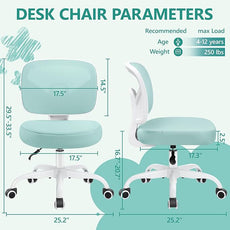 Primy Kids Desk Chair, Pink Study Chair for Boys Girls with Height Adjustable, Swivel Mesh Task Student Chairs for 4-12, Growing Teen Office Chair for Home/School/Office (Light Teal)