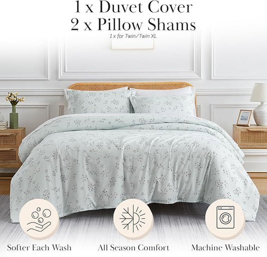 Southshore Fine Living, Inc. Floral Duvet Cover Set - Premium Quality Microfiber Twin/Twin XL Bedding, Easy Care - 1 Duvet Cover, 1 Sham - Sweet Florals Blue