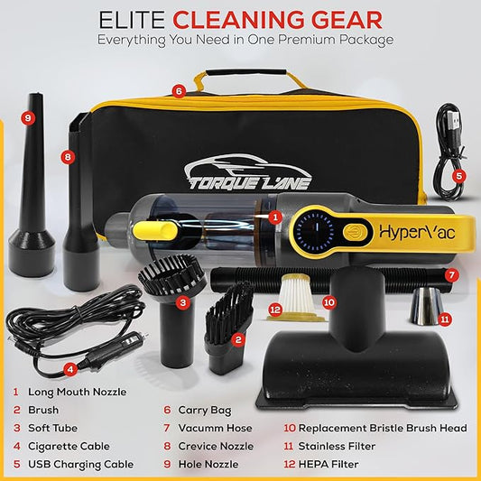 HyperVac 2-in-1 Handheld Portable Car Vacuum Cleaner & Blower, 18500Pa Suction, Corded/Cordless Air Duster with LED Light, Flexible Hoses, USB-C Fast Charge – Ideal for Home, Office & Pets(2025 Model)