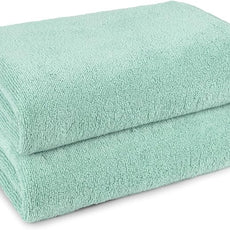 Amazon Basics 100% Cotton Quick-Dry Lightweight Bath Towel, 2 Count, Seafoam Green, 12 Pack