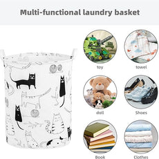 Foldable Baby Laundry Basket Hamper for Nursery Girl Boy kids Clothes laundry hamper basket Portable Tall Collapsible Cute Laundry Basket Organizer, Nursery Storage Basket with Handles (Animal Cats)