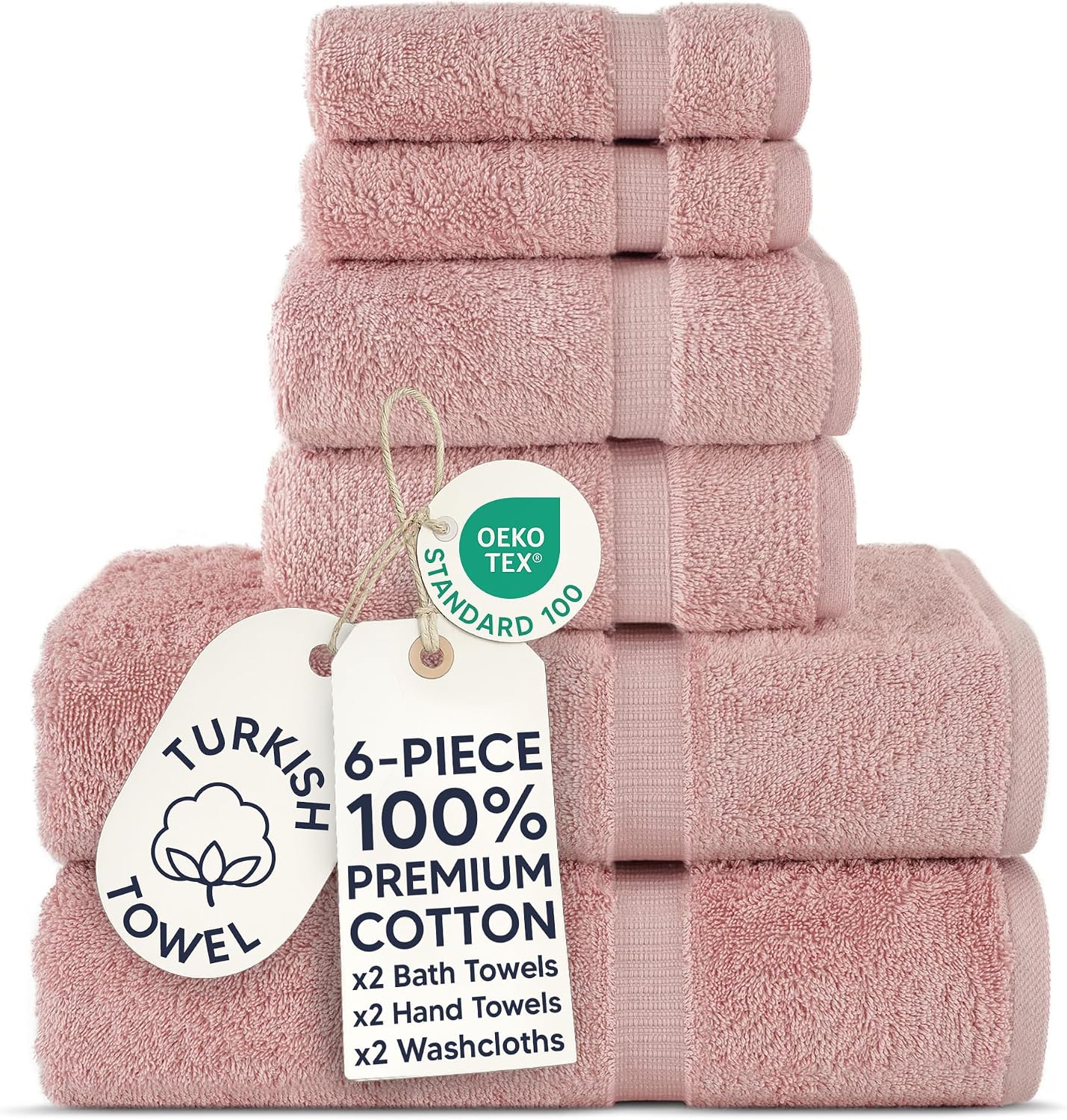 Chakir Turkish Linens 4 Piece Bath Towel Set, 100% Cotton Luxury Turkish Towels for Bathroom, Soft Absorbent Bath Towels, 27 x 54 Inches, Gray