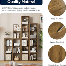 6 Cube Storage Organizer, 2x3 Cube Bookshelf, Cubby Storage Shelf, Wooden Organizer Shelf with Thickened Boards, for Closet Bedroom Home Office Living Room, 36.93