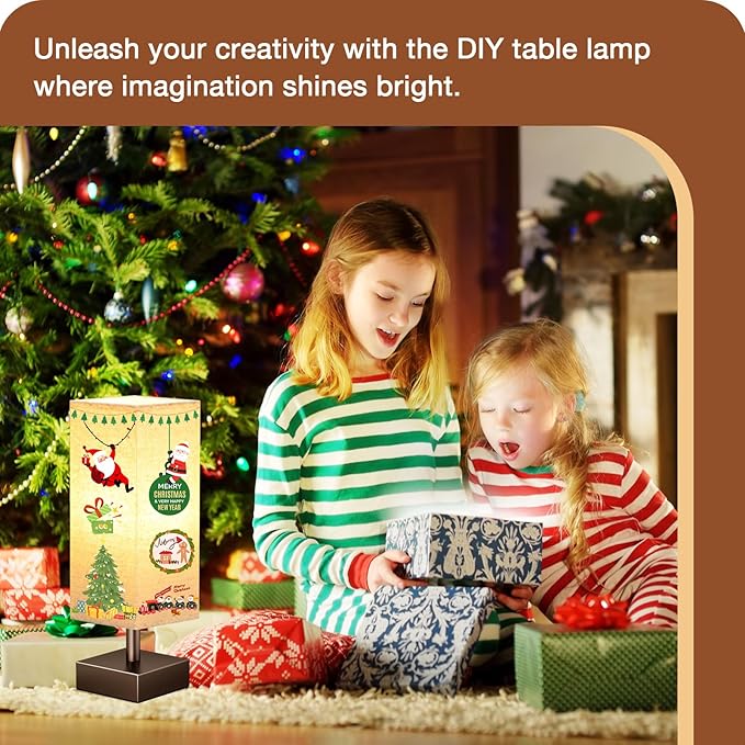 aooshine Brown Small Table Lamp - Bedside Lamp for Bedroom, Minimalist Nightstand Lamp with Square Shade, Desk Lamp for Kids Room