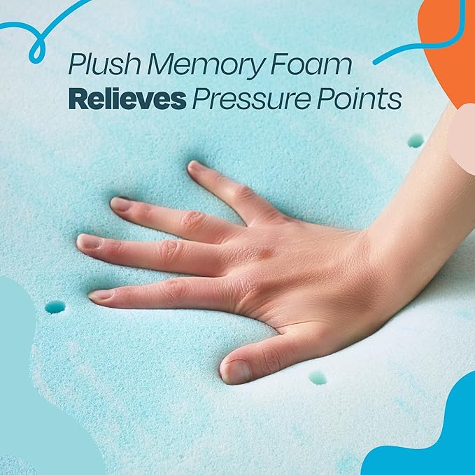 Linenspa 4 Inch Gel Swirl Memory Foam Mattress Topper – Cooling Gel Infused – Pressure Relieving Bed Topper - Mattress Pad – CertiPUR Certified - California King Size