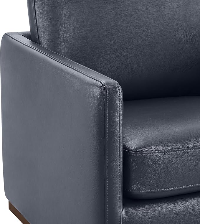 CHITA Genuine Leather Swivel Accent Chair, FSC Certified Mid Century Modern Arm Chair for Living Room and Bedroom, Fully Assembled, Navy