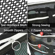 Mesh Shower Caddy Portable with Zipper & 2 Pockets - Quick Dry Shower Caddy Hanging for Travel Gym Camp Beach - Organizer Bag Bathroom Essentials for College Dorm