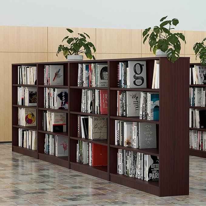 Farini 4 Shelf boockase Display Bookcase Freestanding Wooden Bookshelves for Home Office Living Room,48 Inch Height,Mahogany