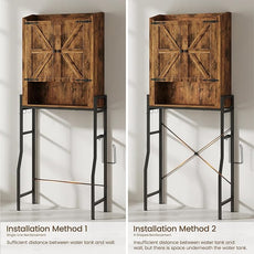 Over The Toilet Storage Cabinet, Over Toilet Organizer with 2-Door & Metal Stand, Bathroom Organizers and Storage with Adjustable Shelves for Bathroom, Restroom, Laundry, Rustic Brown