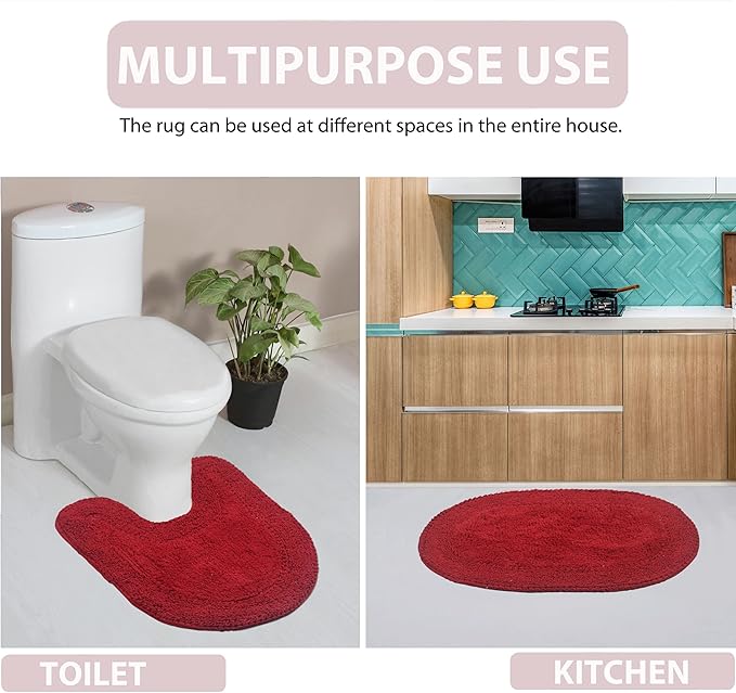 Home Weavers Double Ruffle Collection 100% Cotton Bath Rug, 28" Round – Soft, Absorbent, Non-Slip Bathroom Mat, Washable Floor Rug for Bathroom or Kitchen, Red