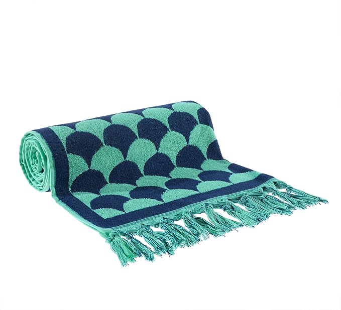 sea me at home 100% Turkish Cotton Bath, Beach, and Pool Towel with Unique Design - 31x62 Inches (Nautical Mint)