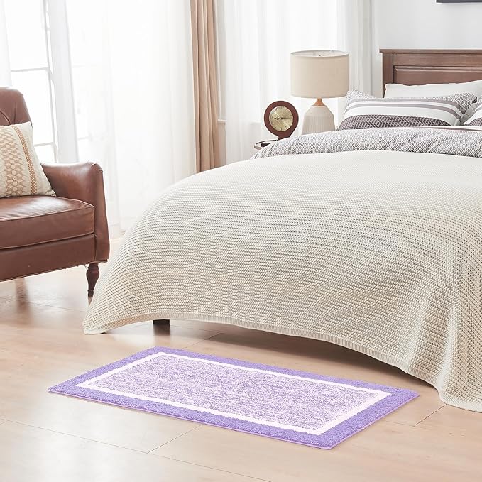 CozeCube Bath mats for Bathroom Non Slip, Fluffy Absorbent Microfiber Bath mat Washable, Aesthetic Bathroom Rugs, Long Purple Bath Runner, Lavender, 59" x 24"