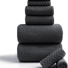 Ferdilan 8 Pack Black Bath Towel Set, 2 Extra Large Bath Towel Sheets, 2 Hand Towels and 4 Washcloths Ultra Soft and Absorbent Chair Towels for Bathroom, Quick Dry Towel for Home Hotel